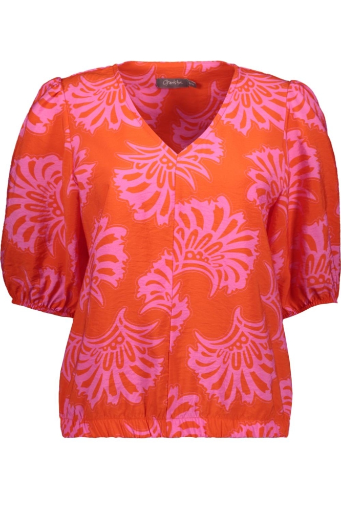 GEKLEURD T SHIRT 53204 20 CORAL/PINK